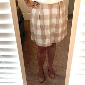 Brown and white checkered skirt